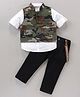ToffyHouse Full Sleeves Party Suits With Camouflage Print - White Black & Green