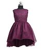 HEYKIDOO Sleeveless Floral Embroidered Up & Down Cut Party Wear Frock - Purple