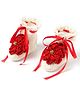 Funkrafts Crochet Designed & Flower Applique Booties - Red & White