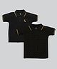 Kiwi 100% Cotton Pack Of 2 Half Sleeves Solid & Mini Polka Dots Printed Polo Tee - Black