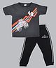 Kiwi 100% Cotton  Half Sleeves Motor Bike Printed Tee With Solid Pajama - Grey & Black