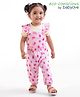 Babyoye Eco Conscious 100 % Cotton Half Sleeves T-Shirt & Dungarees  With Floral Print - Cream & Pink