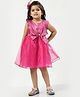 Bella Moda Sleeveless Bodice & Bow Embellished Fit & Flare Satin Dress - Dark Pink