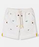 Nauti Nati Pure Cotton Ship And Bird Embroidered  Shorts -  White