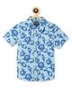 Nauti Nati Pure Cotton Sea Life Theme Half Sleeves All Over Fish Printed Shirt - Blue