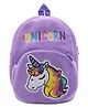 Frantic Premium Quality Soft design Purple Unicorn Bag for Kids - 14 Inches