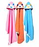 Babyzone Embroided Cartoon Hooded Fleece Combo Blanket For Baby Boys and Girls