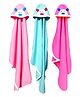 Babyzone Embroided Cartoon Hooded Fleece Combo Blanket Pack of 3 - Multicolor