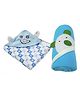 Babyzone Alphabet Printed Embroided Cartoon Hooded Fleece Combo Blanket For Baby Boys and Girls