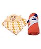 Babyzone Embroided Cartoon Hooded Fleece Combo Blanket For Baby Boys and Girls