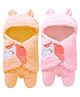 Babyzone Unicorn Embroidered Solid color soft Hooded Wearable Blanket For Baby Boys and Girls Pack of 2PcPink & Orange