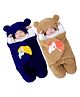 Babyzone Unicorn Embroidered Solid color soft Hooded Wearable Blanket For Baby Boys and Girls Pack of 2PcNavy & Brown