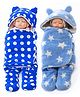 Babyzone Dot Printed and Star Printed  Baby Wrap Wearable Blanket For Baby Boys and Girls - Pack of 2 Blue