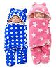 Babyzone Dot Printed and Star Printed  Baby Wrap Wearable Blanket For Baby Boys and Girls Pack of 2 - Blue & Pink