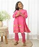 Fairies Forever Three Fourth Sleeves  Gota Flower & Lace Embellished  Flared Kurta & Pant - Pink