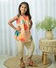 Fairies Forever Shoulder Tie Up Floral Printed Kurta & Lace Embellished  With Dhoti - Yellow