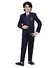 BT DEZINES Full Sleeves Solid Shawl Collared 5 Piece Terry Rayon Suit Set - Navy Blue