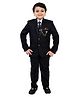 BT DEZINES Full Sleeves Solid Shawl Collared 5 Piece Terry Rayon Suit Set - Black