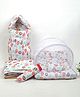 Moms Home Baby Unisex Organic Cotton Mosquito Net AC Quilt Muslin Dohar & Sleeping Bag Combo  - Pack of 4