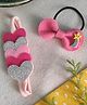 Krisha's KALACAREE Set Of 2 Heart Shaped Headband And Bow Applique Hair Tie - Pink