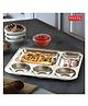 HAZEL Stainless Steel 5 Compartment Mess Plate Bhojan Thali for Lunch & Dinner Round Holes Thali Rectangle Plates for Event,Party - Silver