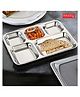HAZEL Stainless Steel 5 Compartment Mess Plate Bhojan Thali for Lunch & Dinner Square Holes Thali Rectangle Plates for Event Party - Silver