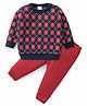 Babyhug Full Sleeves Checks Design Sweater Set - Red & Navy