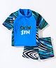 LOBSTER Half Sleeves Two Piece Printed Swimsuit - Blue