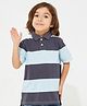 Cherry Crumble By Nitt Hyman Half Sleeves Rugby Striped Polo Tee - Grey