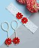 Funkrafts Set Of 2 Pearl & Floral Applique Infant Barefoot Accessories With  Headband -  Red
