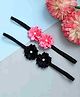 Funkrafts Pack Of 2 Free Size Floral Designed Headbands - Pink & Black