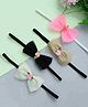 Funkrafts Set Of 4 Free Size Rose & Bow Detailed Headbands - Pink Beige Black & Off White