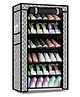Fiddlerz Multipurpose 6 Shelves Shoe Rack Cabinet with Zip Door Cover Side Pockets Collapsible Shoes Shelf   - Black