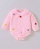 Kookie Kids Full Sleeves Onesies With Pom Pom Applique - Pink
