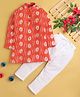 Jeet Ethnics Full Sleeves Ikat Motif Printed Kurta with Pyjama - Orange