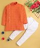 Jeet Ethnics Full Sleeves Graph Checked Designed Kurta With Pyjama - Orange
