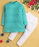 Jeet Ethnics Full Sleeves Double Striped Self Design Kurta with Pyjama - Turquoise