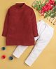Jeet Ethnics Full Sleeves Double Striped Self Design Kurta with Pyjama -  - Red