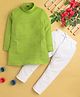 Jeet Ethnics Full Sleeves Double Striped Self Design Kurta & Pyjama - Green