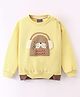 Little Kangaroos Cotton Blend Full Sleeves Loose Fit Droop Shoulder Sweatshirts with Mouse Applique        - Lemon Yellow