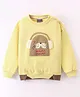 Little Kangaroos Cotton Blend Full Sleeves Loose Fit Droop Shoulder Sweatshirts with Mouse Applique        - Lemon Yellow