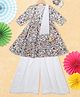 Nino Bambino 100% Cotton Half Sleeves Floral Swirl Printed Angrakha Style Kurta With Palazzo & Dupatta - White