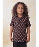 Tiber Taber   Half Sleeves Flower Printed Shirt - Black