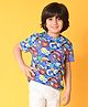 Anthrilo Half Sleeves Animal  Printed Comfort Fit Tee -  Blue