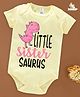 babywish Raksha Bandhan Theme Cotton Spun Half Sleeves Little Sister Text & Dinosaur Printed Onesie - Lemon Yellow