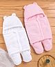 ZOE Hooded Super Soft Wearable Wrapper Blanket Pack of 2 - White & Pink| Easy to Wear| Soft & Comfortable| New Born Gifting Option| Breathable Fabric| Warm & Cozy| Ideal for Travel