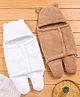 ZOE Solid Color Hooded Supersoft Wearable Wrapper Blanket Pack of 2 - White & Brown