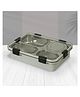 YAMAMA 4 Grid Insulated Stainless Steel Lunch Box With Fork Chopsticks And Spoon For Kids  Grey