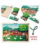 BitFeex Wooden Farm Life Jigsaw Puzzle Cartoon Farm Animals - 24 Pieces