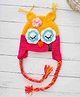 Woonie Handmade Crochet Owl Face Detailed Woollen Cap - Pink-  Diameter 33 Cms